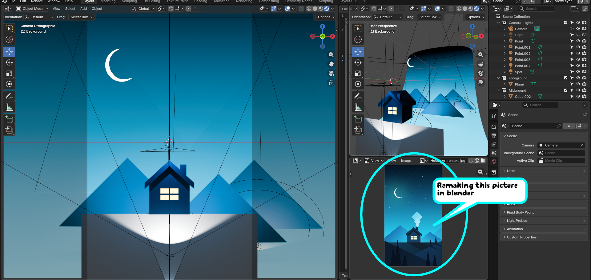 Blender, Elecnode, blue house, Blender workspce
